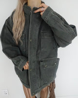 Khaki Oversized Denim Field Jacket