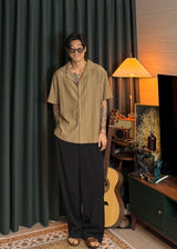 Loose-fitting ethnic punched collar knit shirt 3COLOR