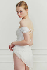 DEW COWL SWIMSUIT white