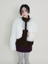 プラムショーツレイヤードミニスカート (Wool Material)