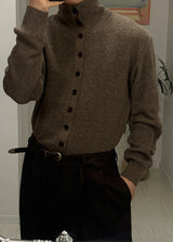[F/W] Highneck button crop knit cardigan(3color)
