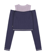 [NF] WINSOME OFF SHOULDER HALTERNECK CROP TEE (PURPLE)_F23QZ255