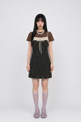 DOT COMBI MINI DRESS