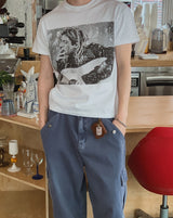 グランジ ヴィンテージ フォト プリント ショートスリーブ Tシャツ