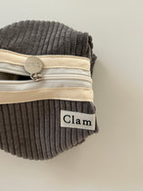 Clam ラウンドポーチ _ コーデュロイグレー