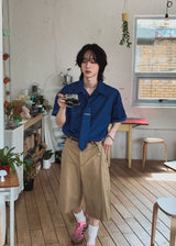 [MADE][Tie SET] Ocean denim tie half shirt (2 color)