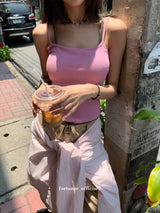 ビューティーピンクストラップノースリーブTシャツ