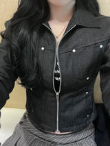 Black Denim Stud Jacket