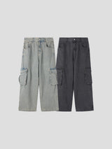 Lur banding cargo denim 2color