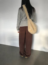 Fleece Stripe Frill Cardigan (4 Colors)