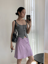 New lace ボタンスリムノースリーブTシャツ