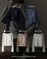  Bohemian damage crop long sleeve knit (5 colors)