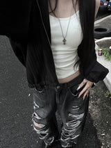 [unisex] summer cool see-through hooded zip-up (2color)