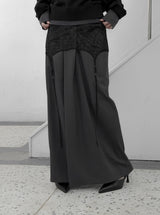 Liboen Ribbon Tie Long Skirt
