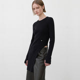 (T-7032)UNBAL RIBBED SLIM KNIT