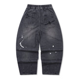 XP302 Silver Painting Balloon Denim Pants (BLACK)