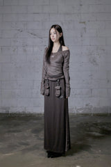 AESIR レオパード ベルトポケット ロングスカート
