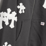 ホワイト クロス ジップ フーディー - CHARCOAL