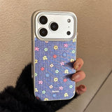 ヴィンテージ デニム フラワー iPhone ケース