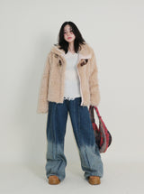 Rachel Two-Belt Detail Short Length Fur Jacket (Lining Quilted)