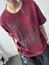 コディ ウナイ ビッグレター セミクロップド リブニット Tシャツ 3カラー