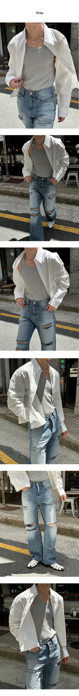 [Unisex] Washing loose crop shirts (4color)