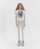 Frilled Mini Wrap Skirt Beige