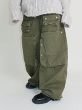 Kuro banding snap pocket wide fit washed pants