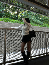  Milk tea angora long sleeve boat neck vertical knit top (5 colors)