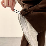 Rogle washed-out banding side pin tuck cotton wide pants
