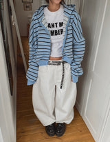 Sweety Stripe Crop Hood Zip-Up