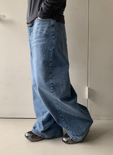 ヒルカカットデニムワイドパンツ