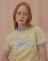 ラブリボンリンガーTシャツ-CREAM