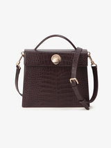 LAZEL CROC フラップトートレザーバッグ / Wani Burgundy