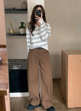 #DO Multi Border Half Button Collar Knit (2color)