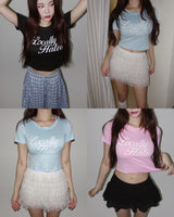 Short-sleeved cropped T-shirt with coloring lettering