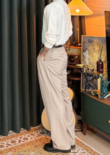 Three-Tuck Back Banding Slacks  3COLOR