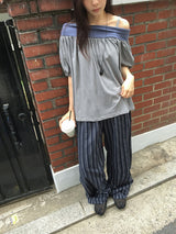 カヒニオフショルダータイシャーリング半袖Tシャツ