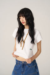 スーピマロゴポイント半袖Tシャツ  - White