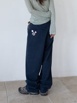 WIDE CUFFS COTTON PANTS (BLUE)