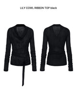 LILY COWL RIBBON TOP black