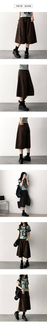 Retro waistband pintuck cotton bermuda pants shorts [short, basic selection]
