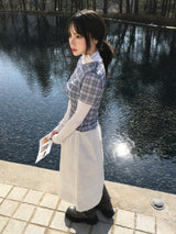Check See-Through Layered Tee (2c)