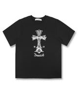 Vintage Crack Cross Graphic T-Shirts_Black