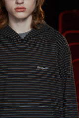 STRIPE LOGO HOODIE / BLACK