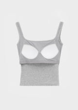 [B-BASIC] Basic Cotton Span Square Neck Sleeveless (Built-in Cap)