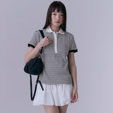 Stripe pique rib t-shirt (BLACK)