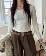 [BASIC ITEM] Modal u neck long slim t-shirts(4color)