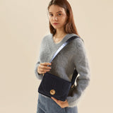 ISLE MINI CROC ショルダーレザーバッグ / Wani Navy