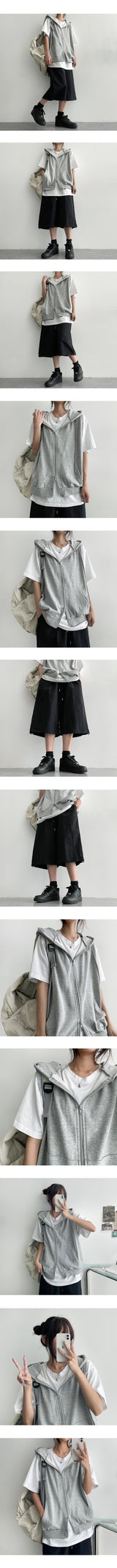 MELNE Hooded Vest Zip-Up (3 colors)